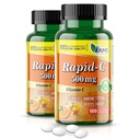 Amerika Medic & Science Rapid-C 500mg Vitamin C Supplement (2 Packung mit 100 Tabletten) Energie-Booster, Tägliche Immunsystem-Unterstützung, Antioxidans | Vegan, Non-GMO beschichtete Ascorbinsäure für Erwachsene Männer & Frauen