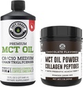 Left Coast Performance 100% Kokosnuss-MCT-Ölflüssigkeit, 32oz + Schokolade Keto MCT-Pulver, Collagen & Prebiotic Fiber, 16oz