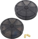 Portable Weekly Pill Organizer 7 Tage Pillen Container, Runde Pille Fall Reisen Freundlich, Tägliche Woche Pill Reminder Fall, BPA-freies Vitamin, Ergänzung, Fischöl, Heilmittel Planner (Schwarz)