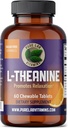 Pure Lab Vitamine L-Theanine 125 mg - 60 Zuckerfrei, Kautabletten 30 Tage Versorgung | Fördert Entspannung, Mental Fokus | verbessert Schlafqualität Made in Canada
