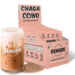 Renude Chagaccino - Chaga Pilz-Pulver, Pilz-Kaffee-Mischung mit Adaptogenen, natürliche Energie und Immununterstützung, Vegan, Keto, Zero Calorie Pilz-Mischpulver - 10 Portionen