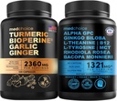 MEDCHOICE Turmeric & Ginger (120ct) und Nootropic Brain (60ct) Supplement Bundle - Wellness Duo für Joint, Digestion, Brain & Mood Support - Vegan, Non-GMO, Gluten-Free