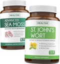 Sea Moss & St. John's Wort (2-Monats-Versorgung) Mood Moss Blend - Organic Irish Sea Moss - Raw Vegan Supplement (120 Caps) & St John's Wort mit leistungsstarken 900mcg Hypericin Vegan Non-GMO (120 Kapseln)