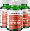 Infinite Age 3 Pack von 1250mg Sea Moss Advanced Superfood Capsules, 180 Count - High-Potency, Vegan, Made in the USA - Irish Seamoss, Bladderwrack, Burdock Root - Gesamtgesundheit, Immunitätsunterstützung