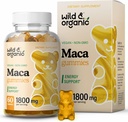 Wild & Organic Maca Root Gummies 1800mg - Gelb, Rot, Schwarz Maca Powder Chews für Gesamt- und Stimmungsunterstützung - Peruvianische Beilage für Männer und Frauen - 60 Vegan, Non-GMO Gummies