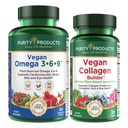 Reinheitsprodukte Bundle - Vegan Omega 3-6-9 + Vegan Collagen Builder Omega 3-6-9 (“5 in 1” pflanzenbasierte Omega Essential Fatty Acid) - Vegan Collagen Builder (w/Key Plant-Based Ingredients &amp; More)
