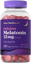 Carlyle Tahoe Nutritionals Melatonin Gummis 12mg | 180 Count | Berry Flavor Gummy | Drug Free Supplement | Vegan, Non-GMO, Glutenfrei