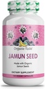 Organic Jamun Seed Capsules, Indian BlackBerry -100% Natural Jamun Seed Supplement - Eugenia Jambolana Capsules Promotes Soft Radiant Skin, Energy & Overall Health - US FDA Registriert - 120 Count