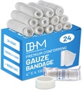 D&H Medical Pack von 24 Gauze Bandage Rolle 4 Zoll x 4 Yards - Medizinische Gauze Wrap für Wunds Pflege - Einfach zu bedienen Baumwolle Gauze Rollen für Hand Wrap Dressing Knöchel & Knie