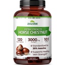 Zazze Extra Strength Horse Chestnut 10:1 Extrakt, 3000 mg Stärke, 20% Aescins, 4 Monate Versorgung, 120 Vegan Kapseln, Konzentriert und Standardisiert 10X Extrakt, All-Natural, Non-GMO, Made in USA