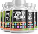 Turmeric Moringa Supplement | Ginger Boswellia Saffron - Beilage für Damen und Herren mit Ceylon Cinnamon, Tart Cherry, Quercetin Knoblauch Nettle Holy Basil - 5Pack