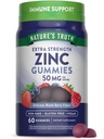 Nature's Truth Zinc Gummis für Erwachsene | 50 mg | 60 Count | Vegan, Non-GMO & Gluten Free Extra Strength Supplement | Mixed Berry Flavor