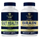 Balanced Vibe Brain+Gut Health Axis | Memory+Focus | Gut Health Supplement | Pflanzenbasierte Unterstützung für Gedächtnis, Fokus & Gut Entzündung Antwort | 90 Caps Jeder