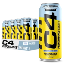 Cellucor C4 Carbonated Zero Sugar Energy Pre Workout Drink + Beta Alanine, (NEW) Sparkling Arctic Snow Cone, 16 Fl Oz, Paket von 12