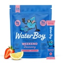 Waterboy Weekend Recovery | 3,200mg Elektrolyt-Pulver-Packets | Ginger + L-Theanine + Vitamine | Kein Zucker, alle natürlichen, Glutenfrei | 24 Getränke-Stick-Mix (Strawberry-Lemonade)