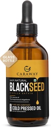 CARAWAY Organic Black Seed Oil - Kalt gepresstes Nigella Sativa Öl - Rein und unverarbeitet - Reich an Thymochinon für Immununterstützung, Haar- und Hautpflege | Glasflasche