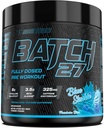 TC Nutrition Batch 27 Pre Workout Powder - 8g Citrulline, 3.5g Beta Alanine, 2.5g Betaine, 325mg Koffein | Instant Energy, Fokus, Pumpen, & Stärke | Nitric Oxid Booster 20 sv (Blue Slushie)