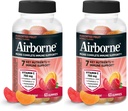 Airborne Vitamin C 750mg (pro Servieren) - Gesortierte Fruchtgummis (63 Zähler in einer Flasche), Glutenfreie Immununterstützungsergänzung mit Vitaminen C E, Selen (Pack von 2)