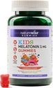 Naturewise Kids Melatonin Gummies 1 mg - Drug-Free, Non-Habit Forming Schlafhilfe für Kinder Alter 4 & Up - Erdbeeren Flavored Gummy Bears - Vegan, Glutenfrei, Non-GMO - 60 Graf[2-Monat Versorgung]