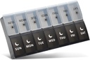Große Pille Organizer 2 Mal pro Tag, Wöchentliche Pille Fall, AM PM Pille Box, Tag Nacht Pille Container 7 Tage, Vitamin Case Medicine Dispenser zweimal pro Tag (Schwarz & Weiß)