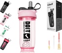Litex Shaker Bottles für Protein Shakes, 26oz Blender Shaker Bottle für Pre-Workout,Shaker Cups mit Straw, BPA-freie Tritan Mixer Flaschen für Proteinpulver, mit Cup Brush und Anleitung (Pink)