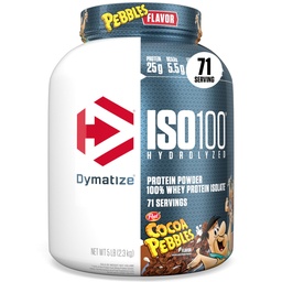Dymatize x Cocoa Pebbles ISO100 Whey Protein Powder Isolate, 25g Protein, 5.5g BCAAs, 120 Cal., Glutenfrei, 1g Fett, 1g Zucker, 2g Carb (71 Servierungen)