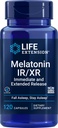 Lebensverlängerung Melatonin IR/XR 120 Kapseln - Sofort & 7 Hour Extended-Release - Nachtzeit-Ergänzung - Unterstützt bleiben schlafen - Non-GMO, Gluten-Free