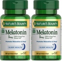 Nature's Bounty Melatonin, 100% Drug Free Sleep Aid, Nahrungsergänzung, fördert Entspannung und Schlaf Gesundheit, 5mg, 90 Softgels (Pack von 2)