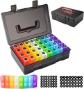 ZRFMIB Monatliche Pille Organizer 2 Mal pro Tag, 30 Tage Pill Organizer mit 32 tägliche Pille Box und Reise Fall, für Medizin, Vitamin, Fischöl, Beilagen, Schwarz