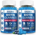 (2 Pack) Gommies Biotine 10 000mcg pour les cheveux, la peau et les ongles sains pour les adultes - 120 Gommies Vitamine - Vegan, non-OGM, supplément de santé des cheveux à base de pectines