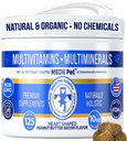 Hund Multi Vitamine + 74 Bio Mineralstoffe. Super Natural Overall Health Builder: Stoffwechsel, Herz, Augen, & Gelenke, Knochen. Spirulina, Vitamin B1, B3, & B12,125 ct/10 Unze. Niedrige Kalorien