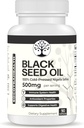 Schwarzes Saatgutöl - 100% kaltgepresstes Schwarzes Cumin Nigella Sativa - Antioxidans, Immun- und Verdauungssystemunterstützung - Non-GMO, Glutenfrei - 500 mg pro Servierung - 90 Vegan Kapseln