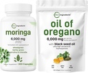Micro Ingredients Öl von Oregano Softgels 300 Count & Moringa Oleifera 6.000mg Äquivalente 300 Kapseln Bundle 2 Pack | Carvacrol & Thymoquinone | Antioxidante Ergänzung