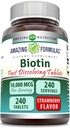 Erstaunliche Formeln Biotin 10.000 Mcg | Fast Dissolve Tabletten | Non-GMO | Gluten Free Supplement | Made in USA (Strawberry | 240 Count)