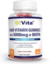 Haar Vitamin Gummi mit 5000mcg Biotin, starke und gesündere Haarergänzung, fördert schnelleres Haarwachstum für Frauen und Männer (60 Non-GMO Gummis)