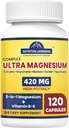 Magnesium Complex Supplement mit Vitamin B6, 2 Monate Versorgung von 420mg 5-in-1 Magnesiumoxid, Taurat, Malat, Citrat, Glycinate Max Absorption Magnesium Supplement für Kalm, Schlaf & Bein Cramps