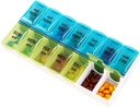 Wöchentlich Pill Organizer Dispenser, 2 Mal am Tag, One-Side Open Pill Box 7 Tage Medizin Planner für einfache Füllung, AM PM Pillen Fall für Vitamine, Medikamente, Ergänzungen, Fischöle, Blau + Grün
