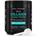 Vital Vitamine Multi Collagen Peptide Powder - Unflavored, einfach zu lösen - Typ I, II, III, V, X - für Frauen & Männer - fördert Haar, Haut, Nägel, & Gelenke Gesundheit - 30 Servierungen