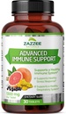 Zazzee Advanced Immune Support, 1300 mg pro Tablet, 30 Vegan Tabletten, 30 Tage Versorgung, 1000 mg Vitamin C, 1000 mg Echinacea, 1000 mg Elderberry, 200 mg Goldenseal, Zink, All-Natural und Non-GMO