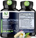Necstar Melatonin 10mg, Schlafhilfe für Erwachsene, Extrastärke mit Ashwagandha, Magnesium, L-Theanin, GABA, Zitronenbalsam und Kamille Schlafunterstützungsergänzung, Vegan, Non-GMO, Gluten-Free, 60 Kapseln