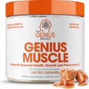 Die Genius Marke Genius Muscle - Muskel-Gesundheitsergänzung für Wachstum, Endurance & Recovery - Non-Hormonal Formula - 6 Organische Pilze - Natürlich-gesüßt - 30 Servierungen - Gesalzene Karamel