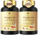Fast Dissolve Vitamin D3 5000IU mit Calcium & Magnesium - für schnelle Nährstoffabsorption-Sugar Freie Kaubare Ergänzung für Knochenstärke, Zähne, Muskel, Immungesundheit, 200 Fast Melt Tabletten