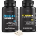 Livingood Daily Essentials Bundle - Leistungsstarke Ergänzung von Omega 3-6-7-9 Plus Kurkuma kombiniert mit Vitamin D3 K2, Magnesium, Probiotische Mischung und mehr