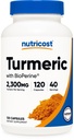 Nutricost Kurkuma Curcumin mit BioPerin und 95% Curcuminoide, 2300mg, 120 Kapseln, Veggie-Kapseln, 767mg pro Cap, 40 Portionen, glutenfrei, Nicht-GVO