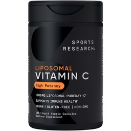 Sportforschung® High Potency Liposomal Vitamin C Supplement 1000 mg – Zertifiziertes Vegan, Non-GMO, Glutenfrei | Antioxidans & Immununterstützung | Ascorbinsäure Vitamin C | 180 Flüssige Veggie Kapseln