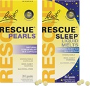 Stress & Sleep Bundle, Bach RESCUE Pearls, Natural Stress Relief [und] RESCUE Sleep Liquid Melts, Natural Sleep Aid - 2-Pk, Homöopathic Flower Essence
