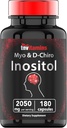 tnvitamine Inositol: 2.050mg - 180 Kapseln | Inositol Pulver Kapseln für Frauen & Männer | 40:1 Verhältnis von Myo-Inositol zu D-Chiro Inositol | Hergestellt in den USA!
