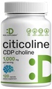 Citicoline CDP Choline, 1.000mg pro Servierung, 120 Kapseln – Extra Strength Choline Supplements – Nootropic B Vitamin Properties – fördert Gehirngesundheit, Gedächtnis und Fokus – Non-GMO