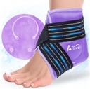 Atsuwell Knöchel Ice Pack Wrap, Wiederverwendbare Gel Ice Cold Packs für Knöchelfuß Absatz, Fußeis Wrap mit Soft Plüsch Futter, Kaltkompresstherapie für beruhigende Unglück, Lila