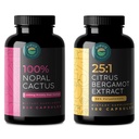 Citrus Bergamotte & Nopal Cactus Bundle, 180 Kapseln von Citrus Bergamotte, 240 Kapseln von Nopal Cactus, 1500 Mg von Sun-Dried Prickly Pear Cactus mit schwarzem Pfefferextrakt, 1000 Mg Bergamotte Extrakt